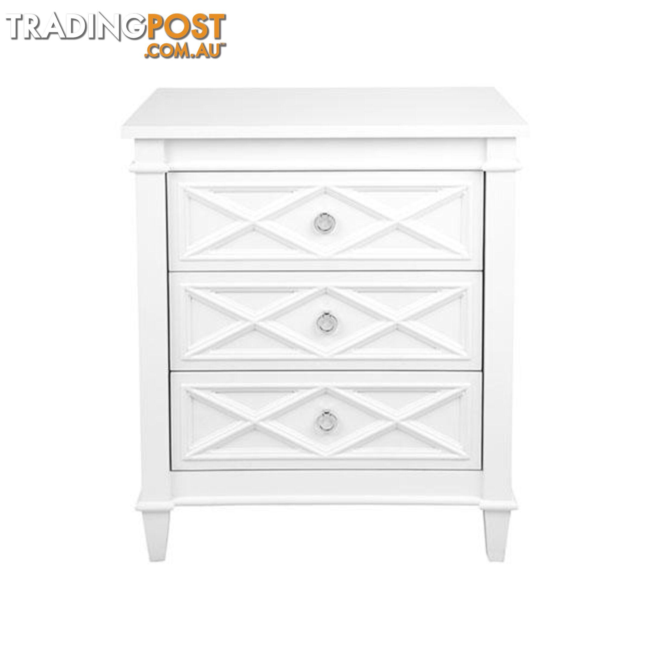 Plantation Bedside Table Large White - Bedside Table - 9320294107119