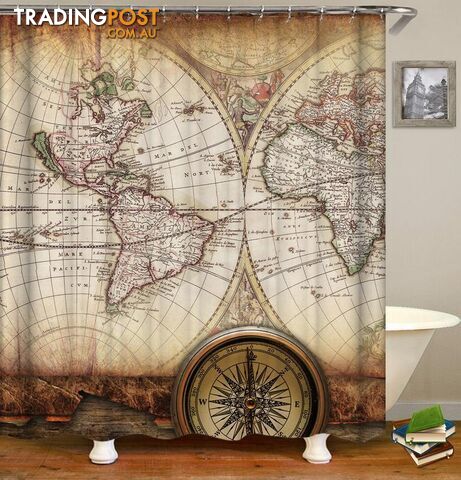 Antiquated World Map Shower Curtain - Curtain - 7427005935589