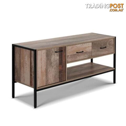 Entertainment Unit Storage Cabinet Industrial Rustic Wooden 120Cm - Artiss - 9350062230855