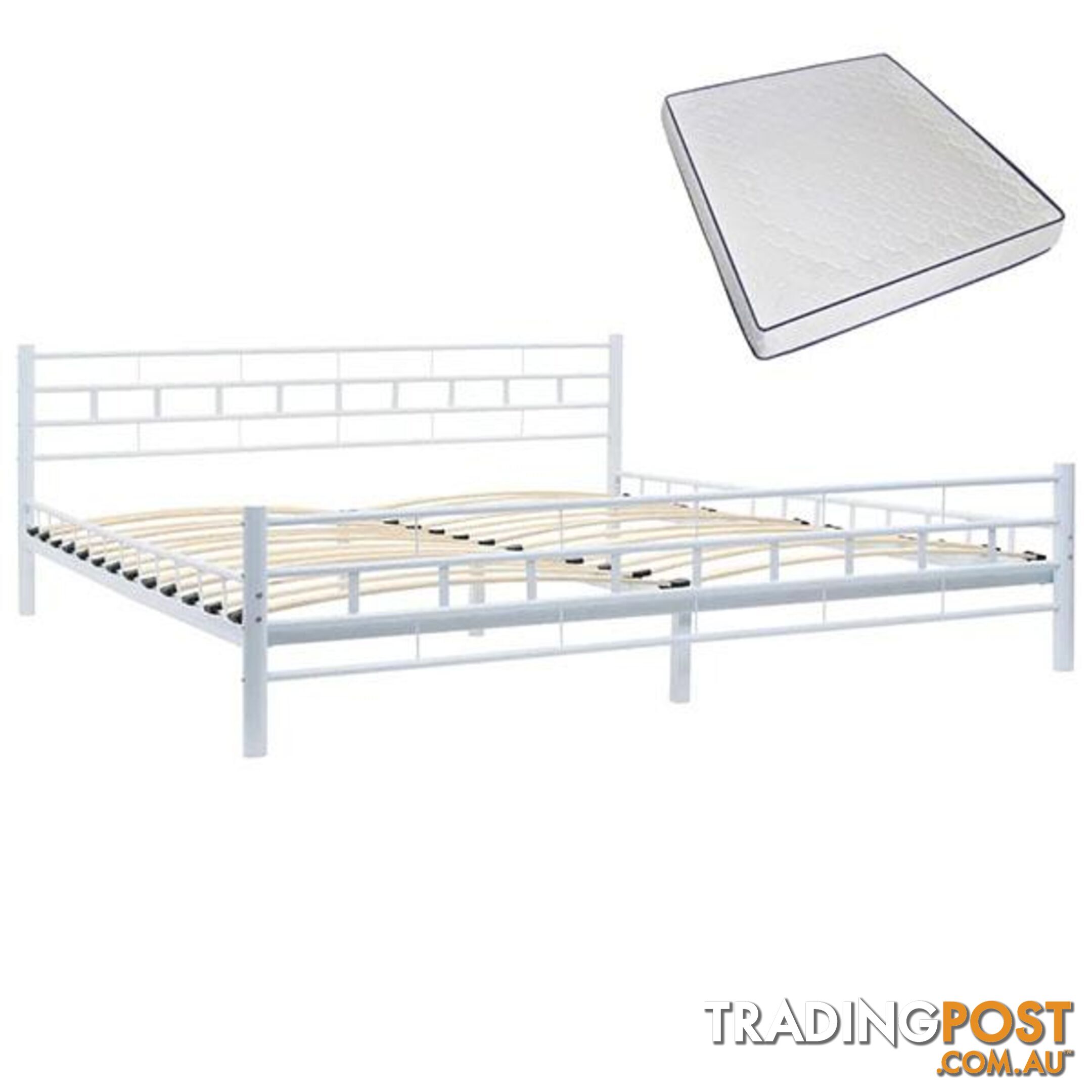 White Metal Bed with Memory Foam Mattress - Unbranded - 9476062107772