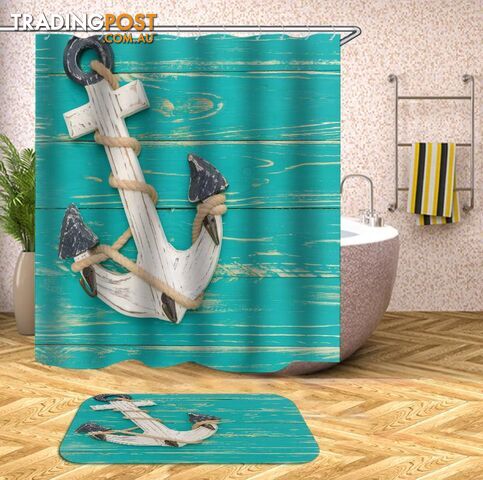 Anchor On Turquoise Deck Shower Curtain - Curtains - 7427045947931