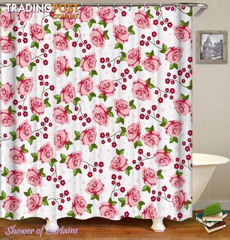 Pinkish Roses Pattern Shower Curtain - Curtain - 7427046287609