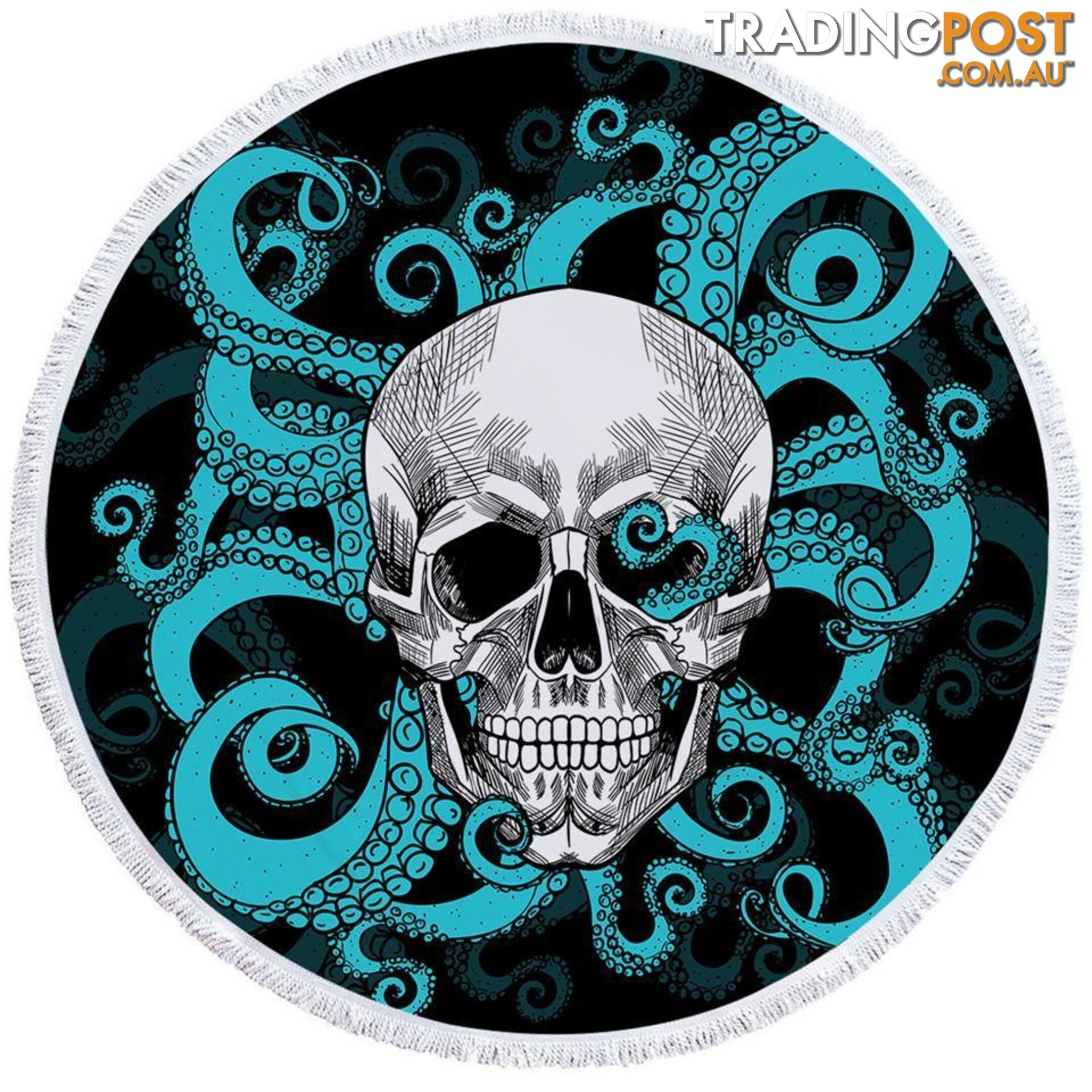 Skulls and Turquoise Octopus Beach Towel - Towel - 7427046322058