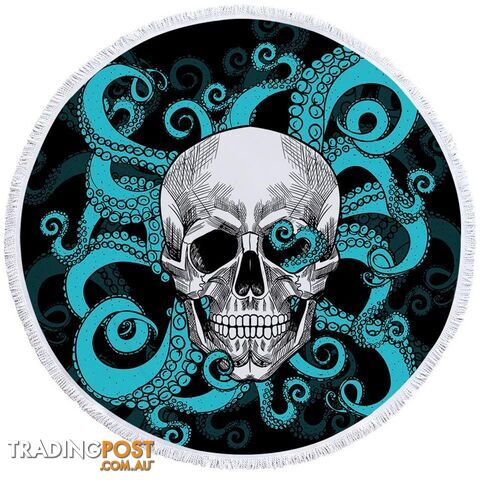 Skulls and Turquoise Octopus Beach Towel - Towel - 7427046322058
