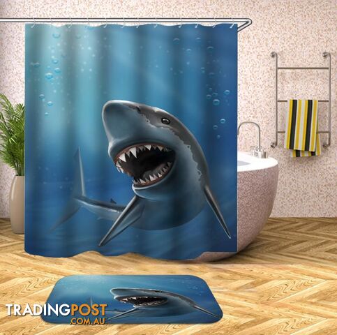 Digital Painting Shark Shower Curtain - Curtain - 7427045957909
