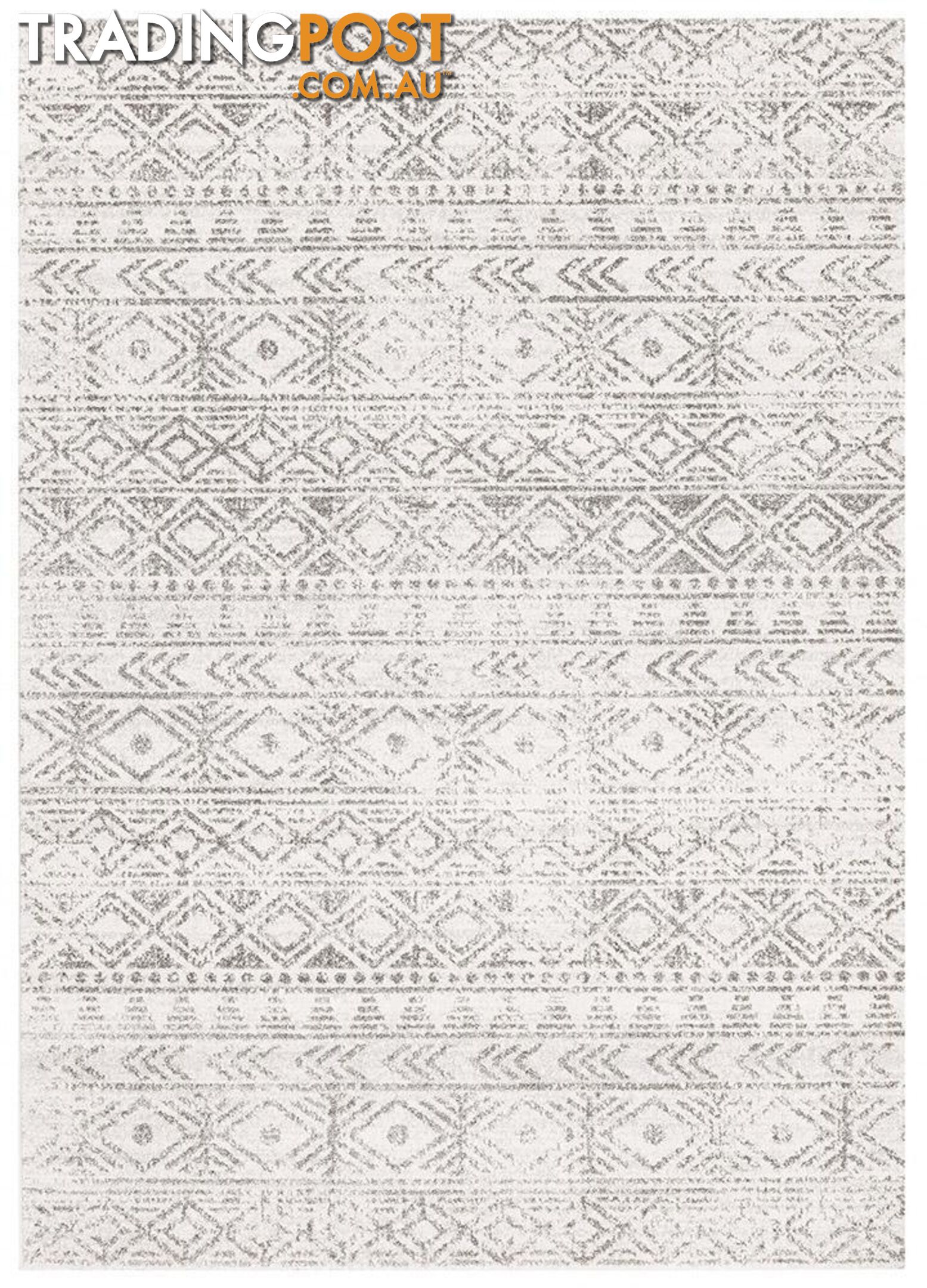 Oasis Ismail White Grey Rustic Rug - Unbranded - 9375321846578