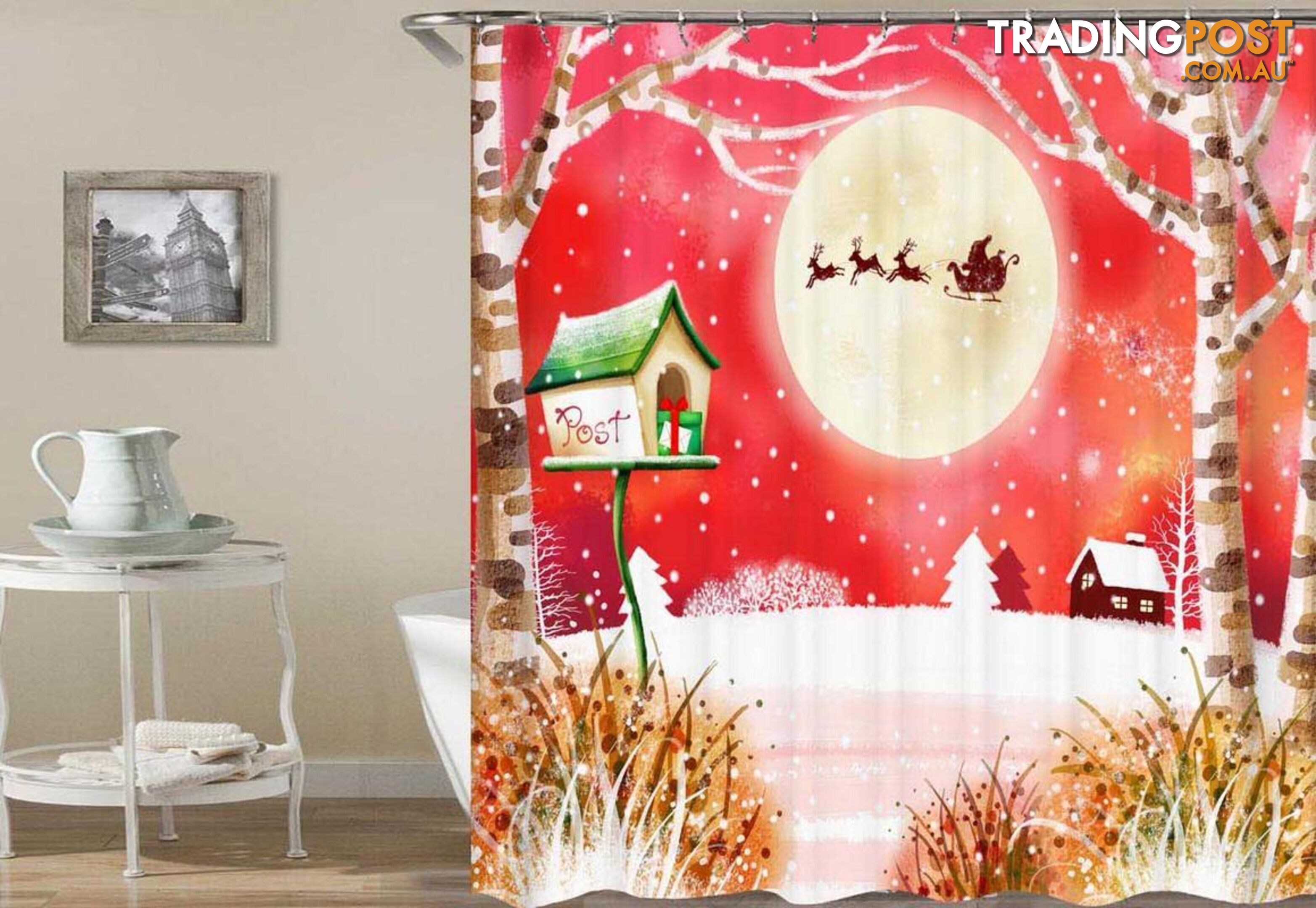 Rustic Christmas Painting Shower Curtain - Curtains - 7427046067041