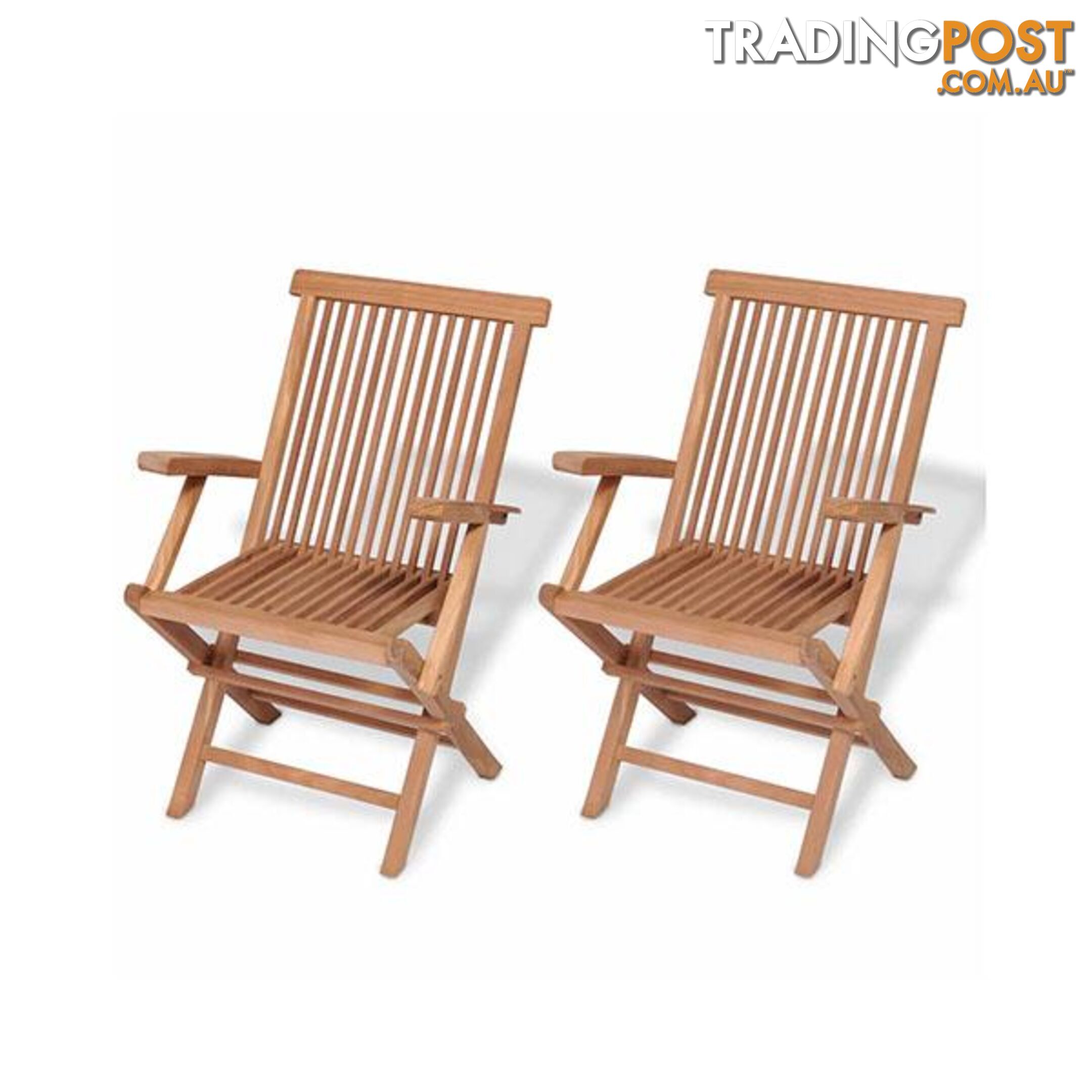 Folding Garden Chairs 2 Pcs Solid Teak Wood 55 X 60 X 89 Cm - Unbranded - 8718475964940