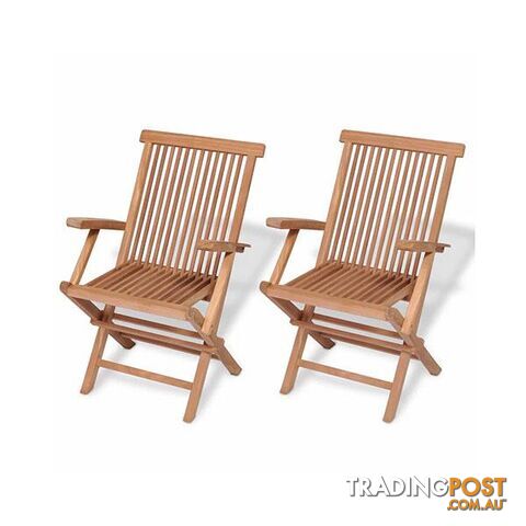 Folding Garden Chairs 2 Pcs Solid Teak Wood 55 X 60 X 89 Cm - Unbranded - 8718475964940