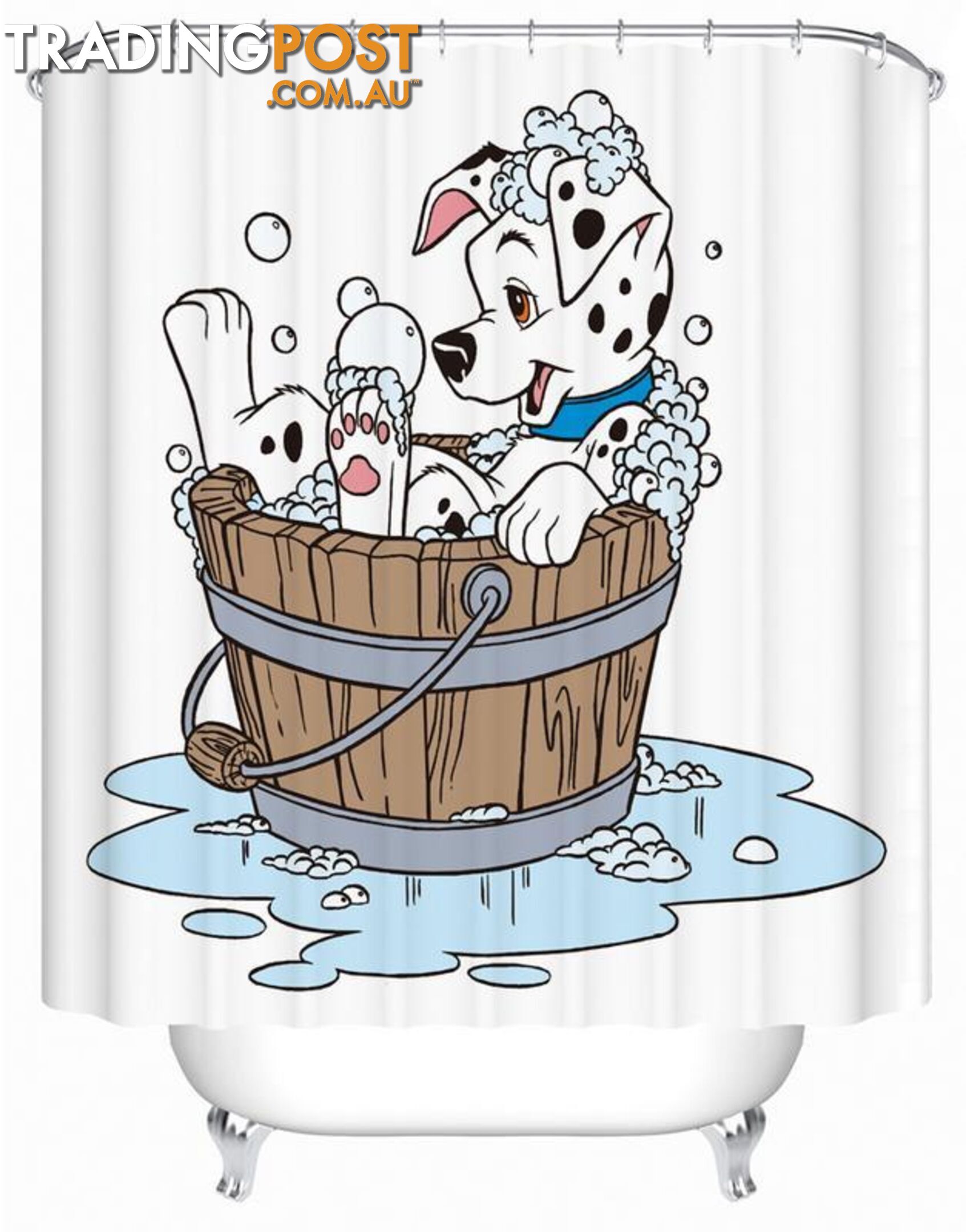 Cartoon Dalmatian Dog Taking A Bath Shower Curtain - Curtain - 7427005908477