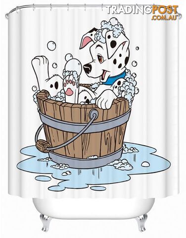 Cartoon Dalmatian Dog Taking A Bath Shower Curtain - Curtain - 7427005908477
