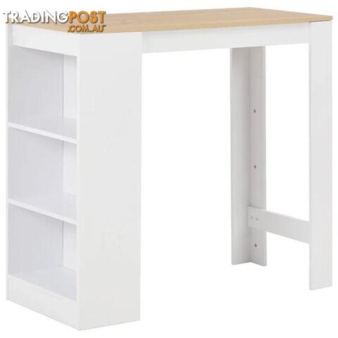 White Bar Table with Wood Top and Shelves - Unbranded - 9476062107970