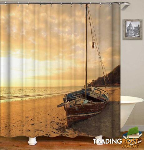 Abandoned Sailboat On The Beach Shower Curtain - Curtain - 7427046069724