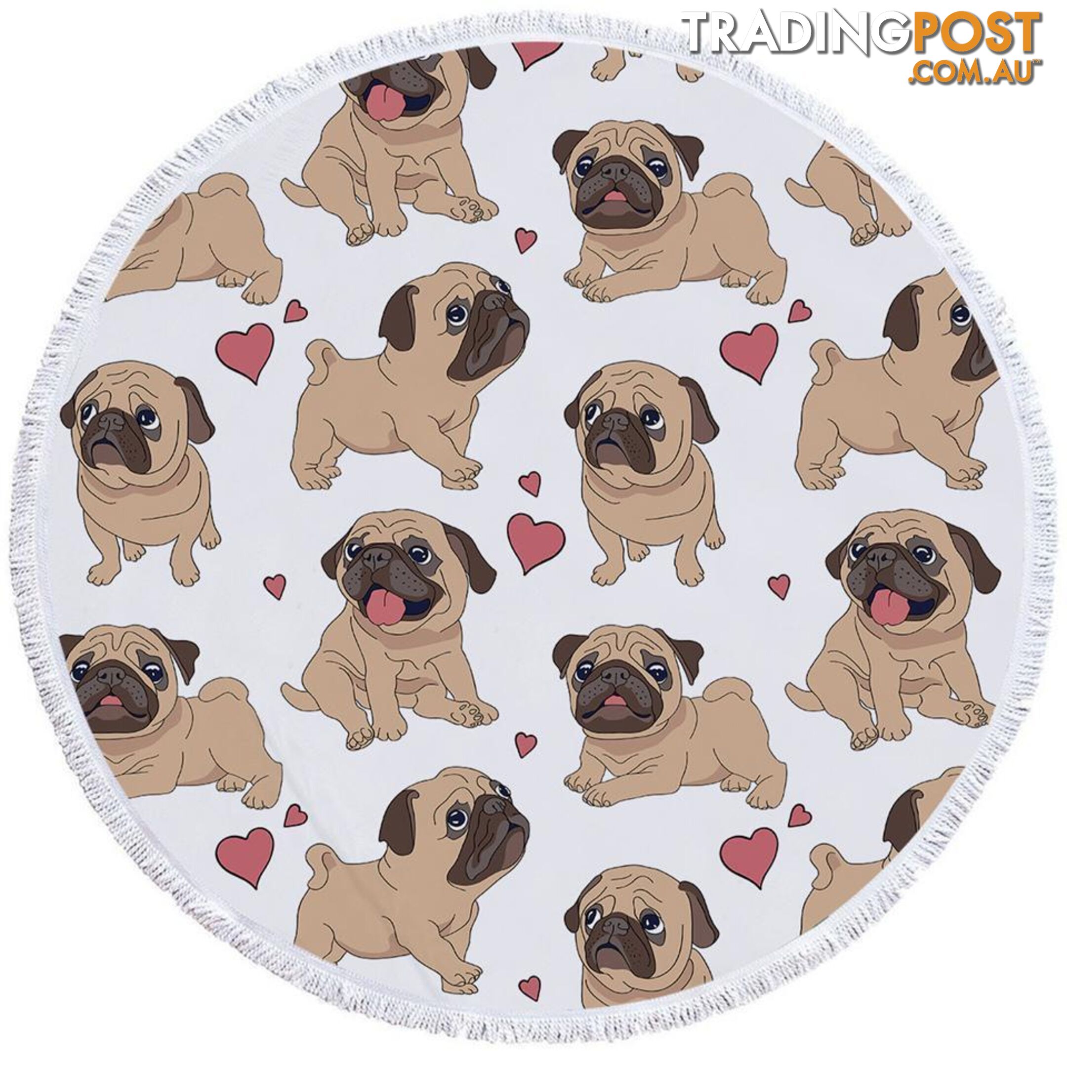 Sweet Pug Pattern Beach Towel - Towel - 7427046311915