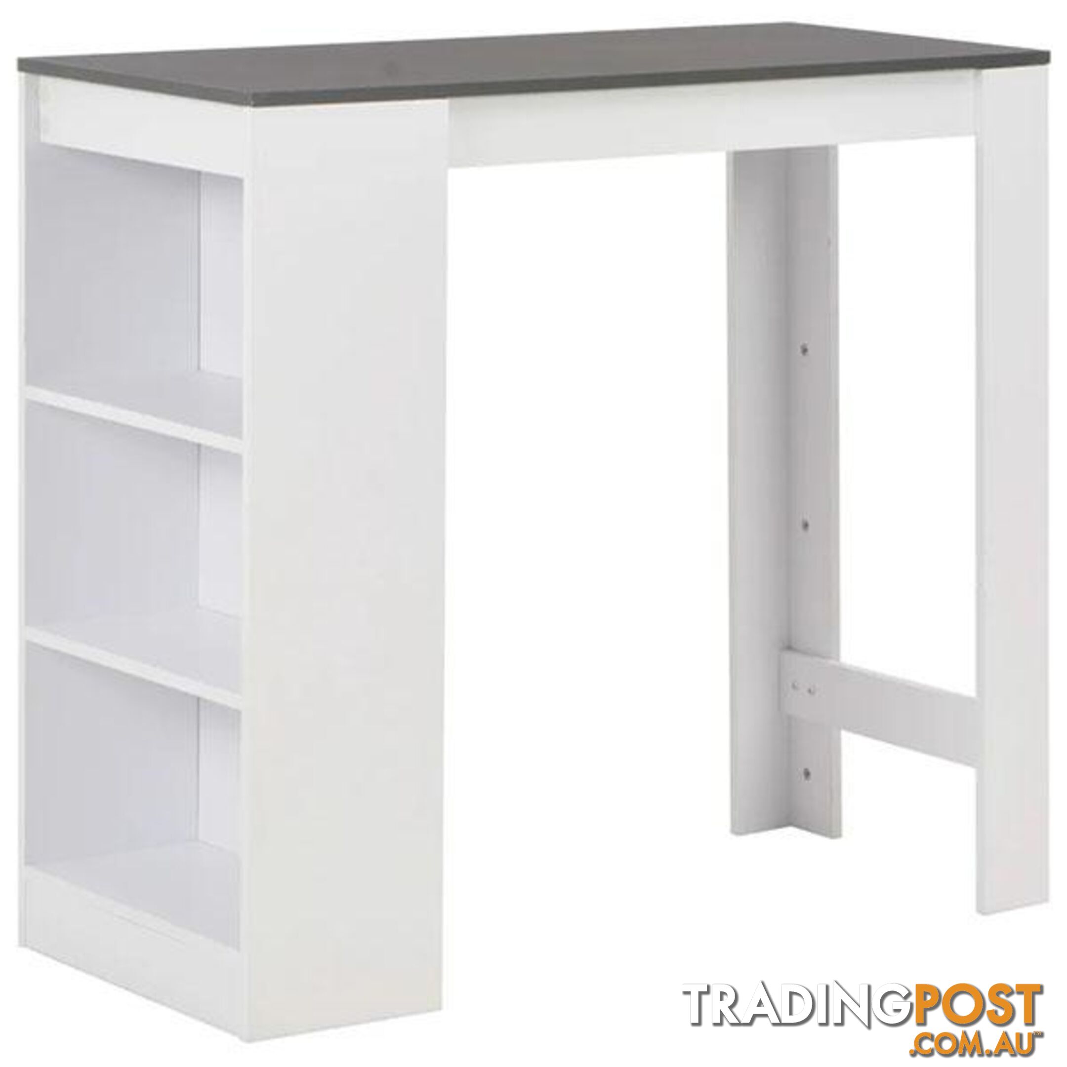 White Bar Table with Shelves and Grey Table Top - Unbranded - 9476062107987