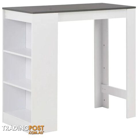 White Bar Table with Shelves and Grey Table Top - Unbranded - 9476062107987