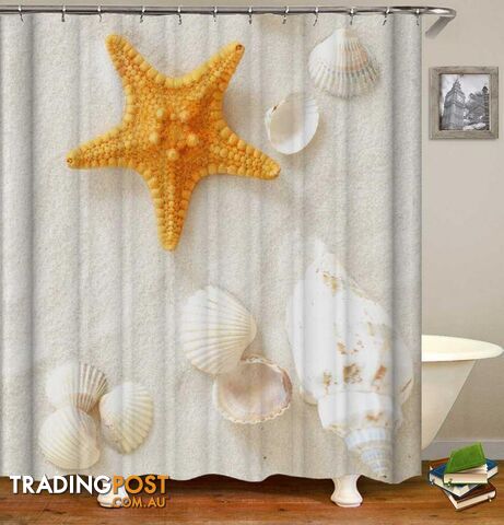 Yellow Starfish And Seashells Shower Curtain - Curtain - 7427046076111