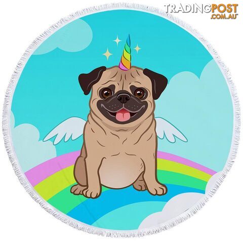 Cute Unicorn Pug Beach Towel - Towel - 7427046340151