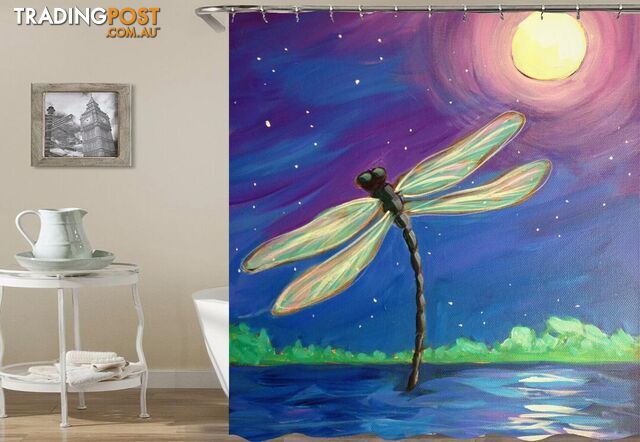 Dragonfly Moon Light Painting Shower Curtain - Curtain - 7427045917965