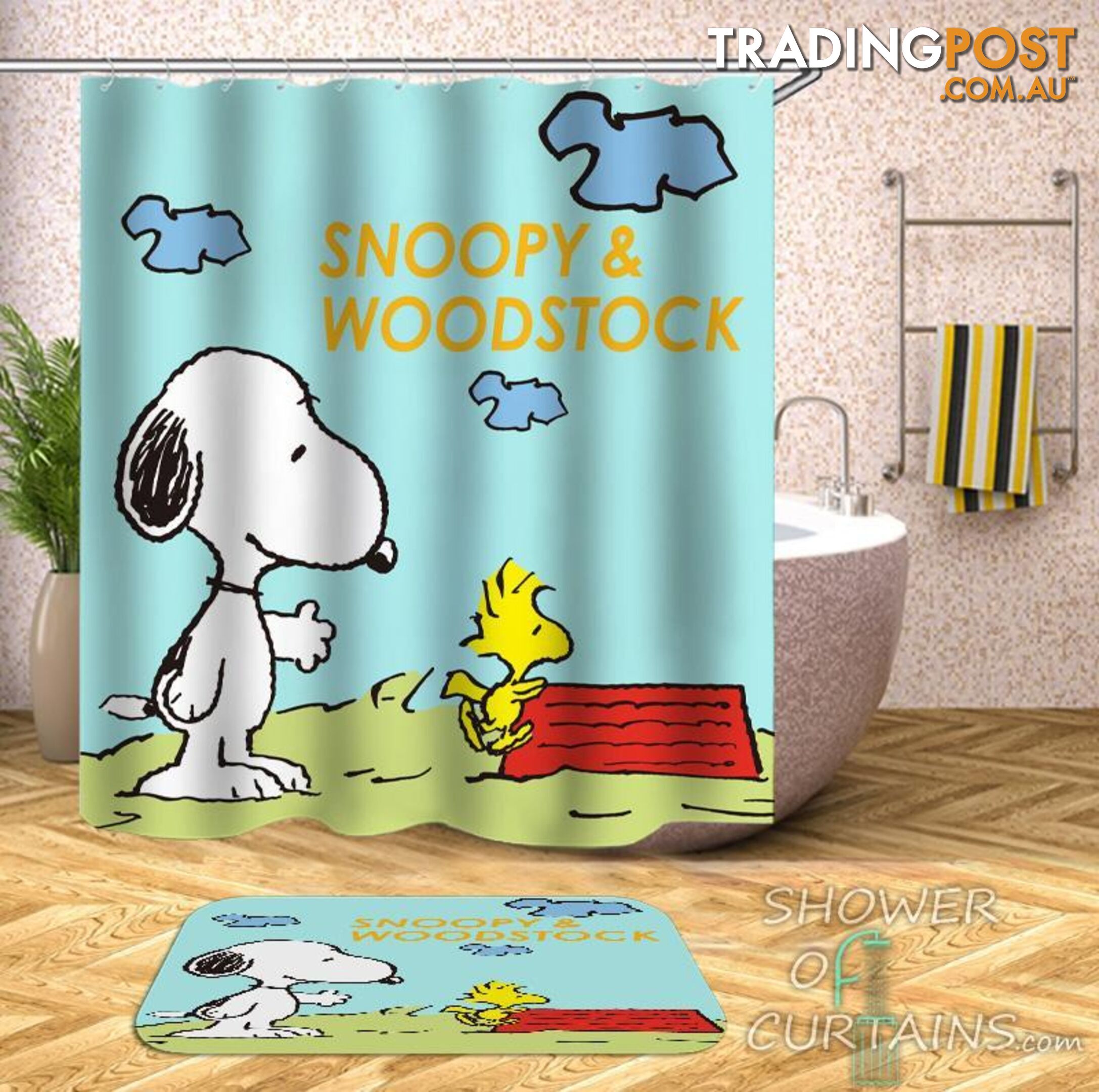 Snoopy And Woodstock Shower Curtain - Curtain - 7427046235747