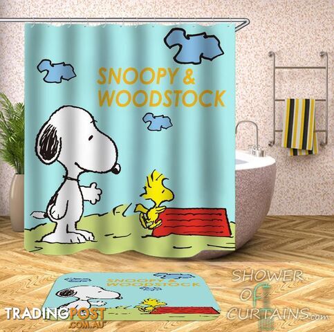Snoopy And Woodstock Shower Curtain - Curtain - 7427046235747