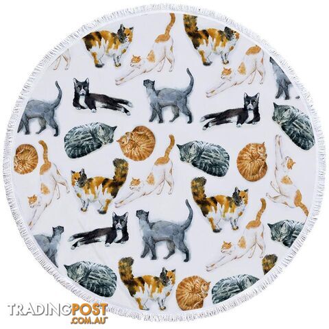 Cats Pattern Beach Towel - Towel - 7427046321747
