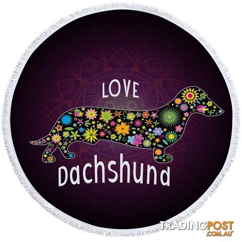 Love Dachshund Dog Beach Towel - Towel - 7427046316910