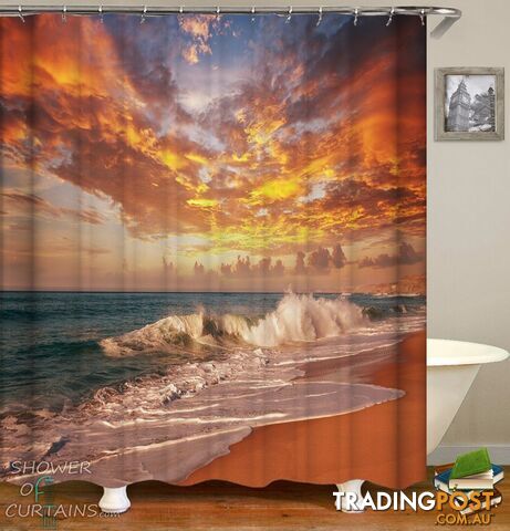 Sunset Skies Over The Ocean Shower Curtain - Curtain - 7427046234887