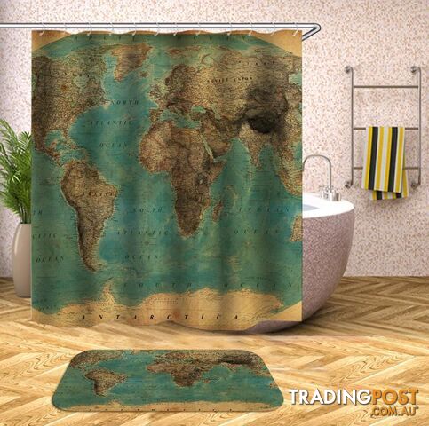 Embossment World Map Shower Curtain - Curtain - 7427046006583