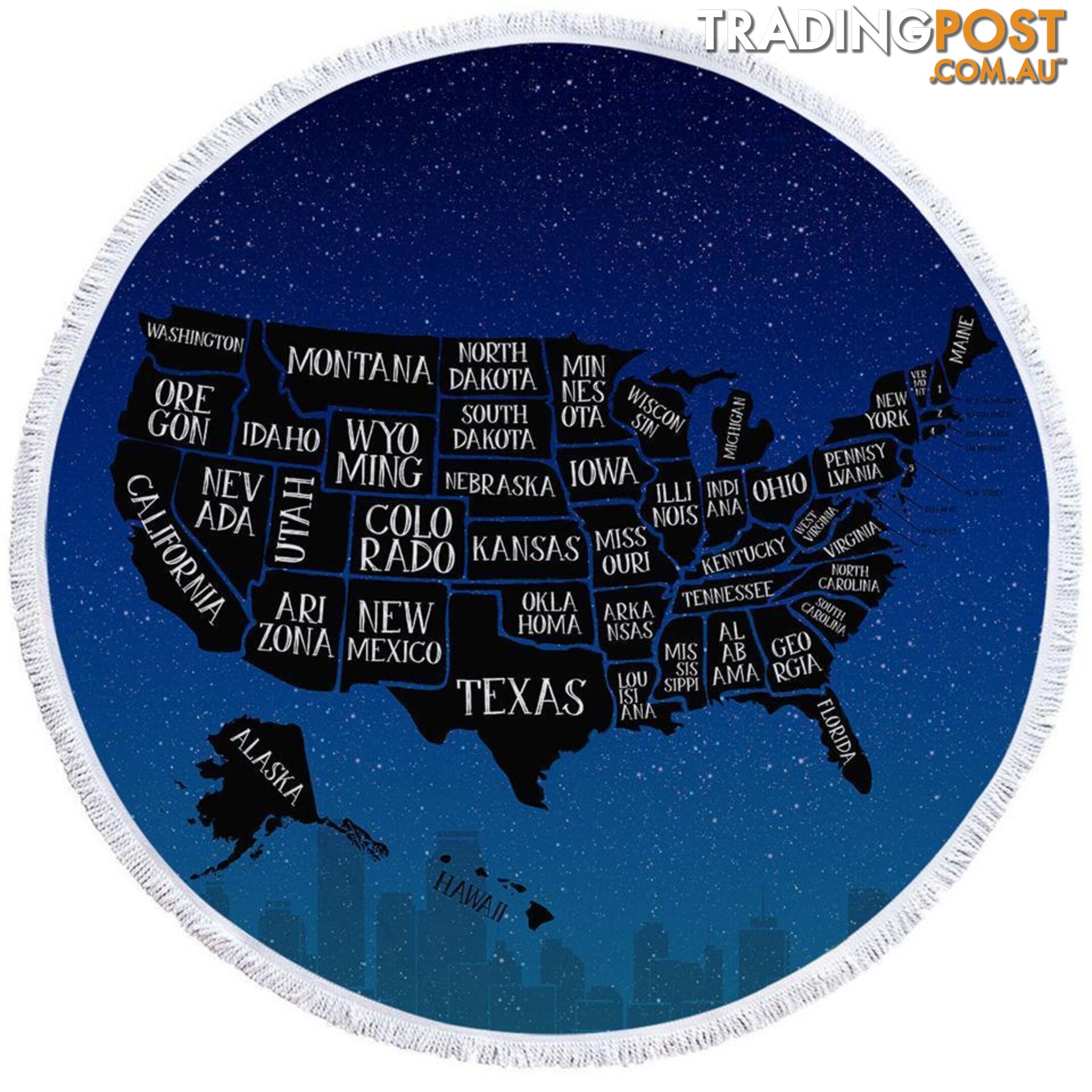 Night USA Map Beach Towel - Towel - 7427046310376