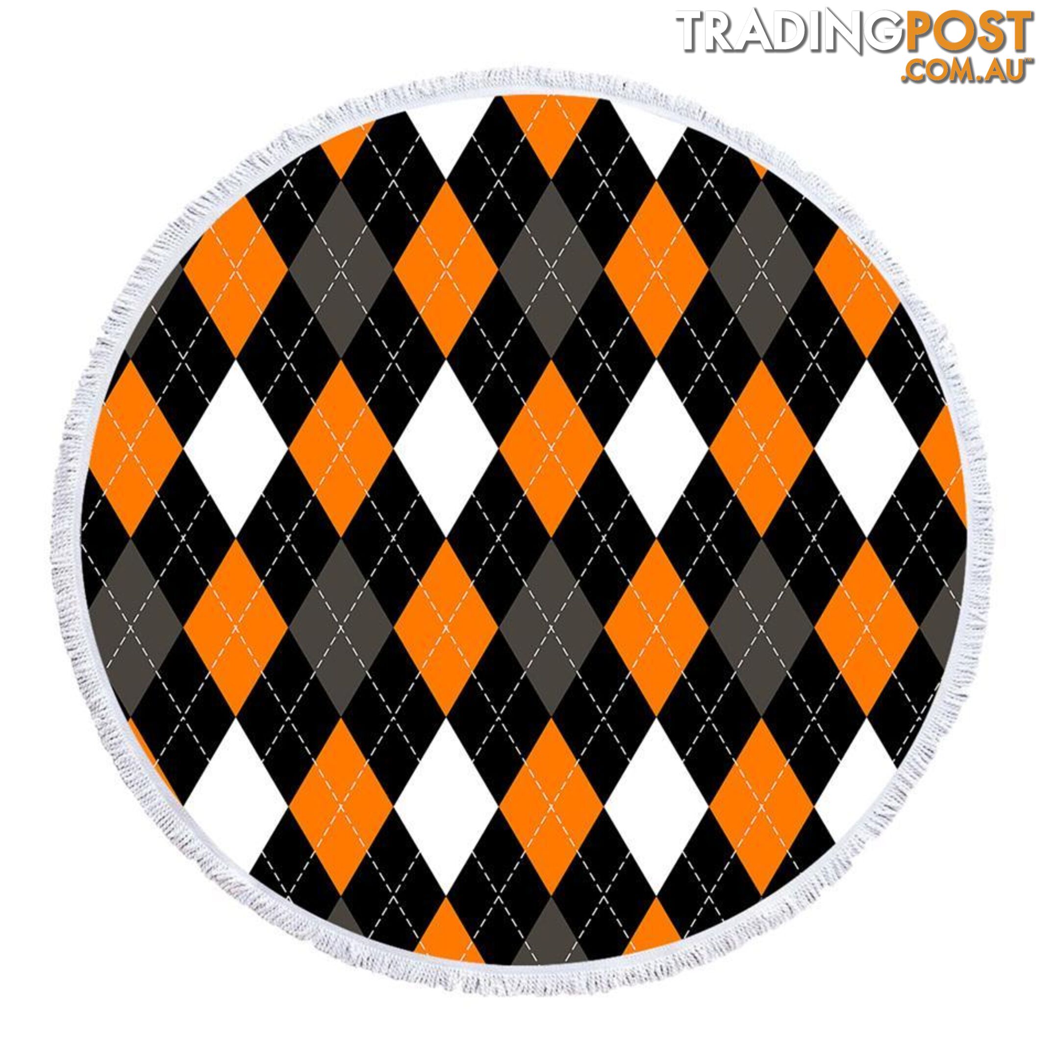 Orange and Black Diamonds Pattern Beach Towel - Towel - 7427046341561