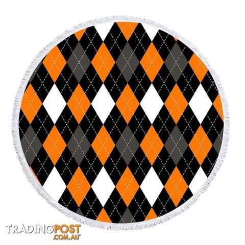 Orange and Black Diamonds Pattern Beach Towel - Towel - 7427046341561