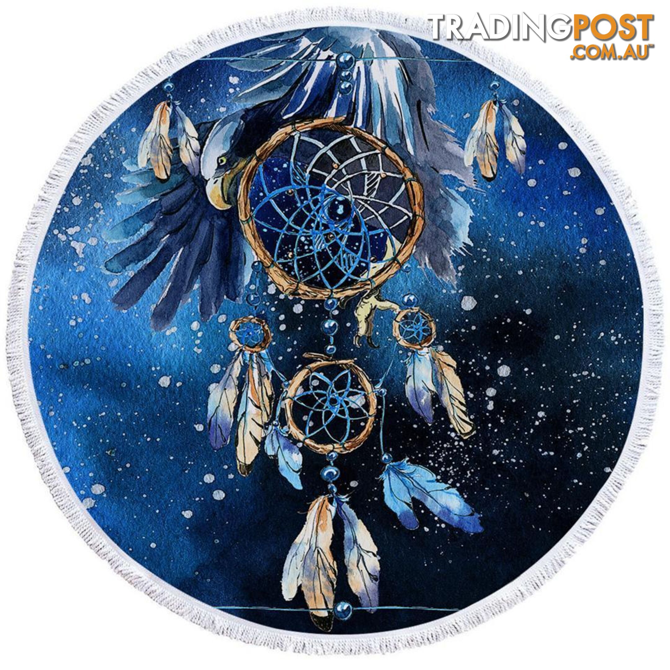 Blue Eagle Dream Catcher Beach Towel - Towel - 7427046311328