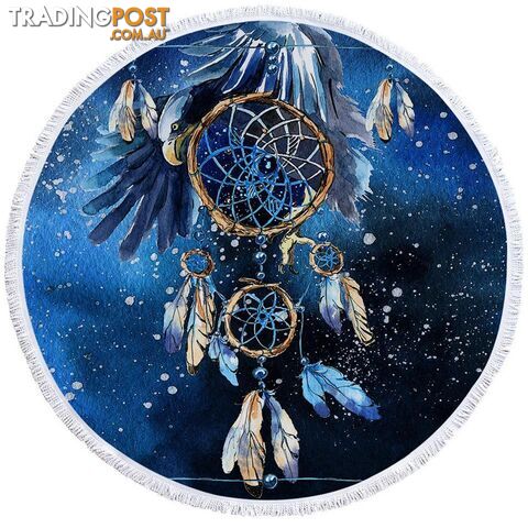 Blue Eagle Dream Catcher Beach Towel - Towel - 7427046311328