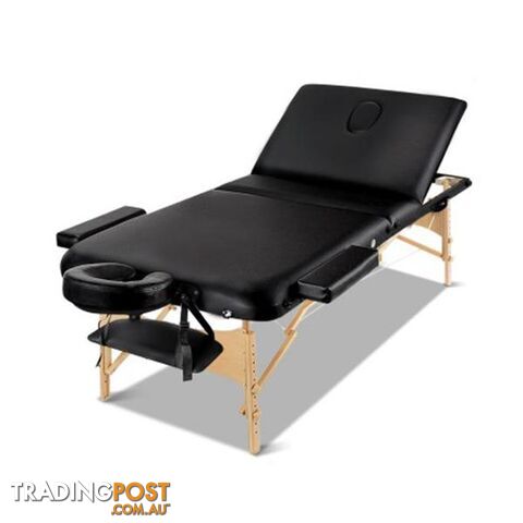 Zenses 75Cm Wide Portable Wooden Massage Table 3 Fold Treatment Black - Zenses - 7427046188586