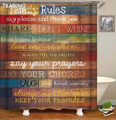 Family Rules Wooden Deck Shower Curtain - Curtain - 7427046137607