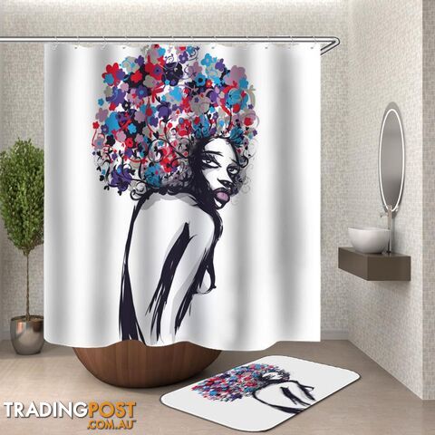Multi Colored Afro Girl Drawing Shower Curtain - Curtains - 7427046141352
