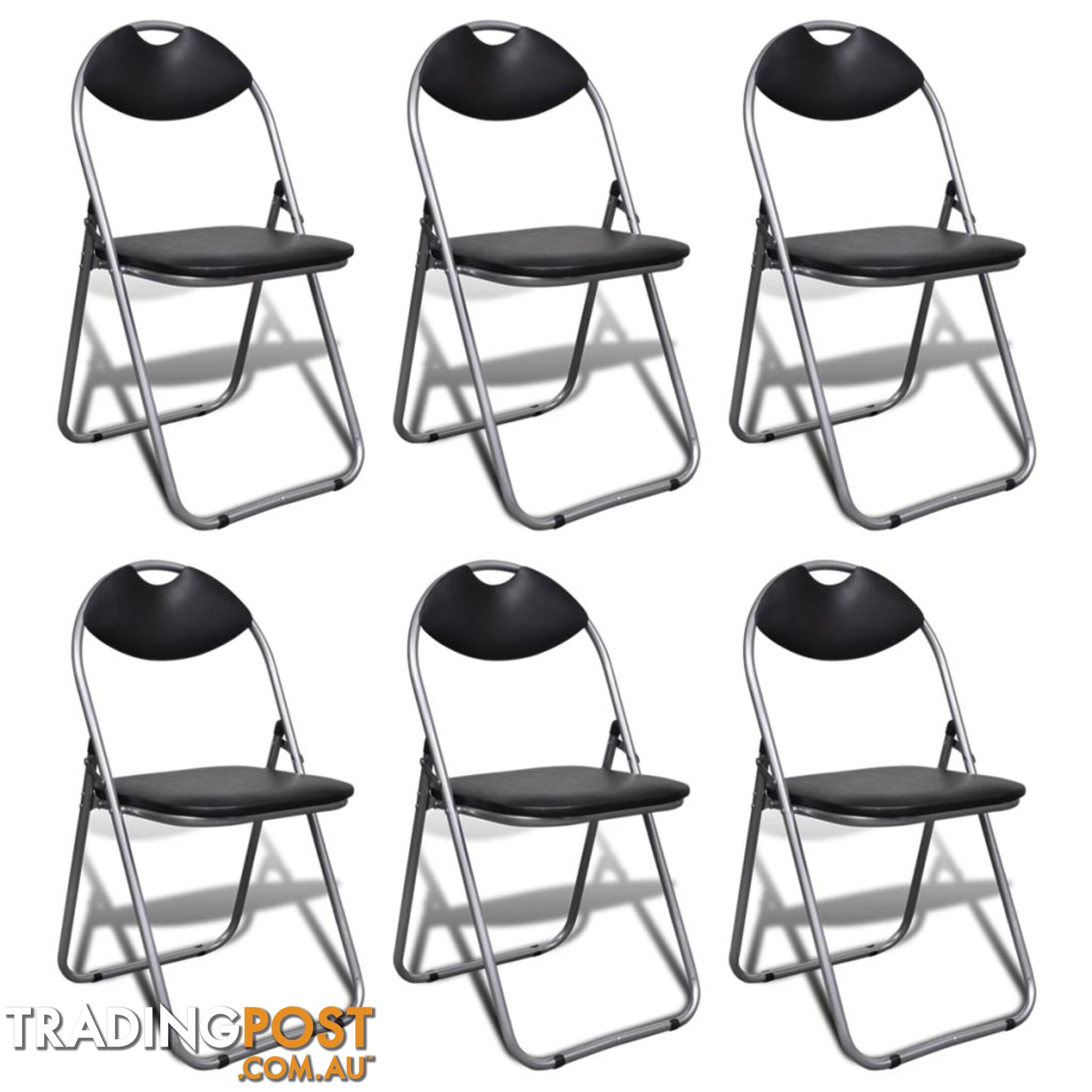 Dining Chairs Foldable With Steel Frame (6 Pcs) - Black - Unbranded - 7427046379045