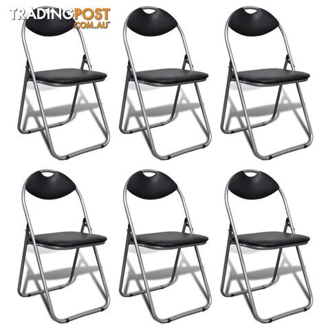 Dining Chairs Foldable With Steel Frame (6 Pcs) - Black - Unbranded - 7427046379045