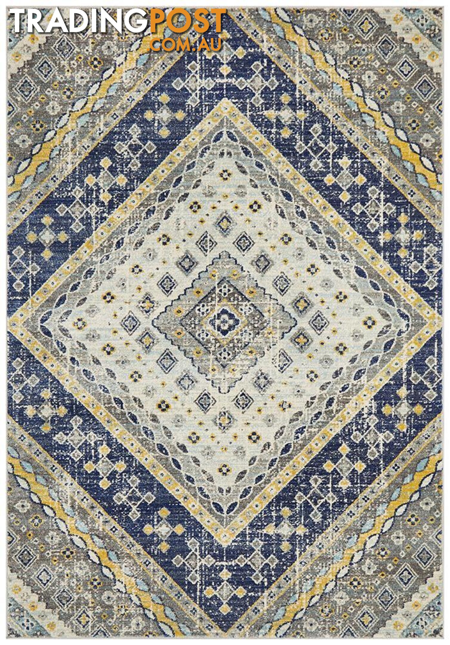 Babylon Diamond Navy Rug - Unbranded - 9375321874472