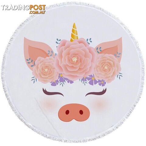 Flowery Unicorn Piggy Beach Towel - Towel - 7427046305112