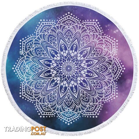 White Mandala Over Space Beach Towel - Towel - 7427046306966