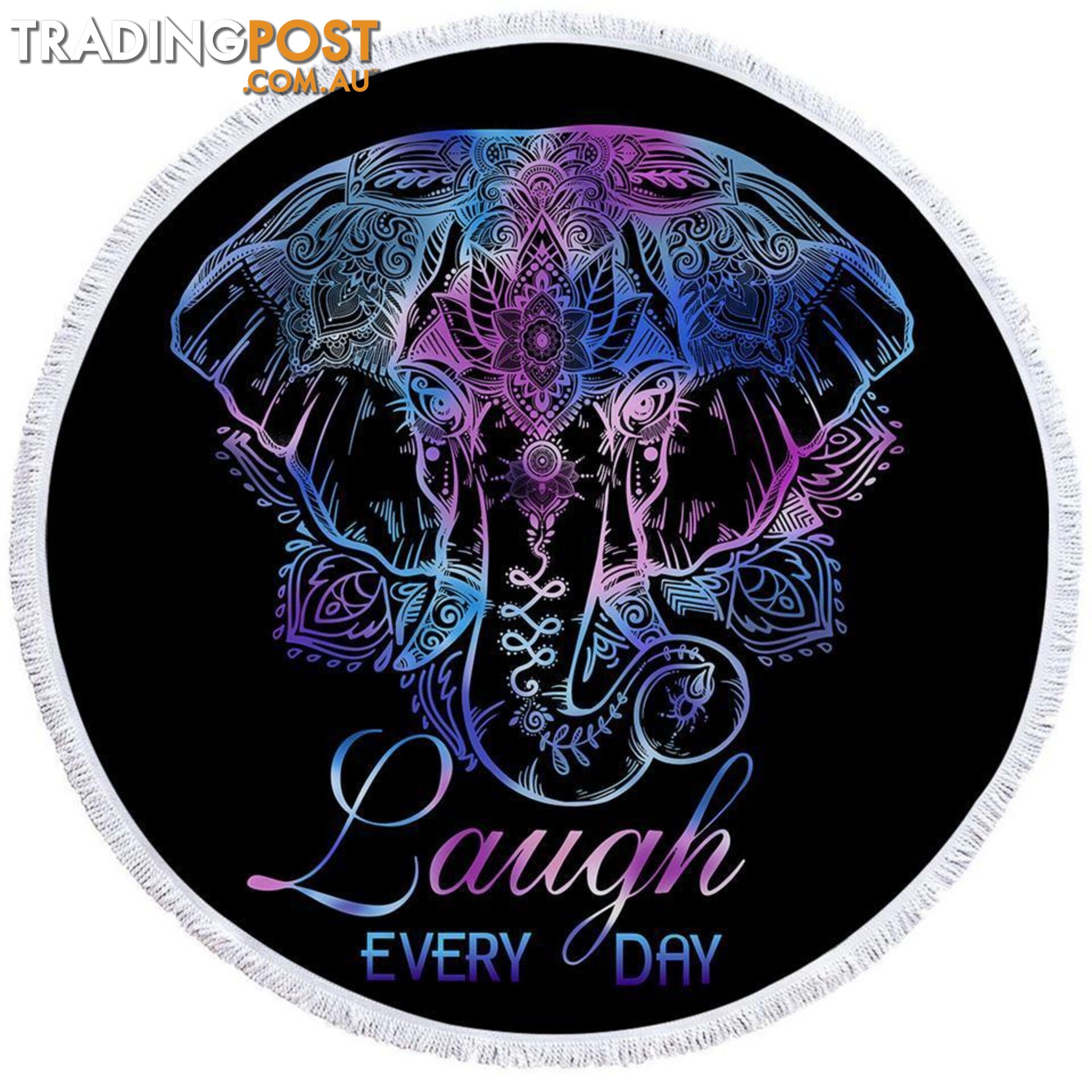 Inspirational Blue Purple Indian Elephant Beach Towel - Towel - 7427046312400