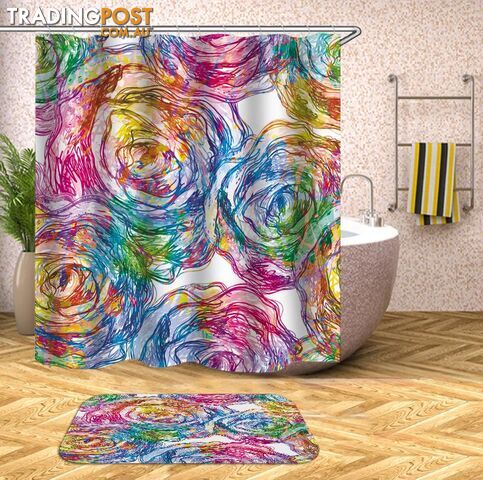 Riot Of Colors Flower Drawing Shower Curtain - Curtain - 7427045941588
