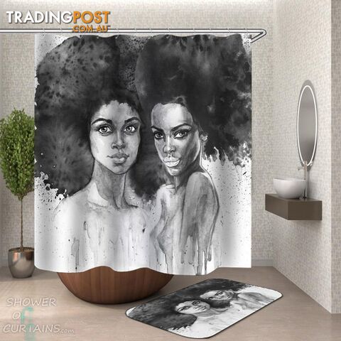 Art Painting Beautiful African Girls Shower Curtain - Curtain - 7427046300353