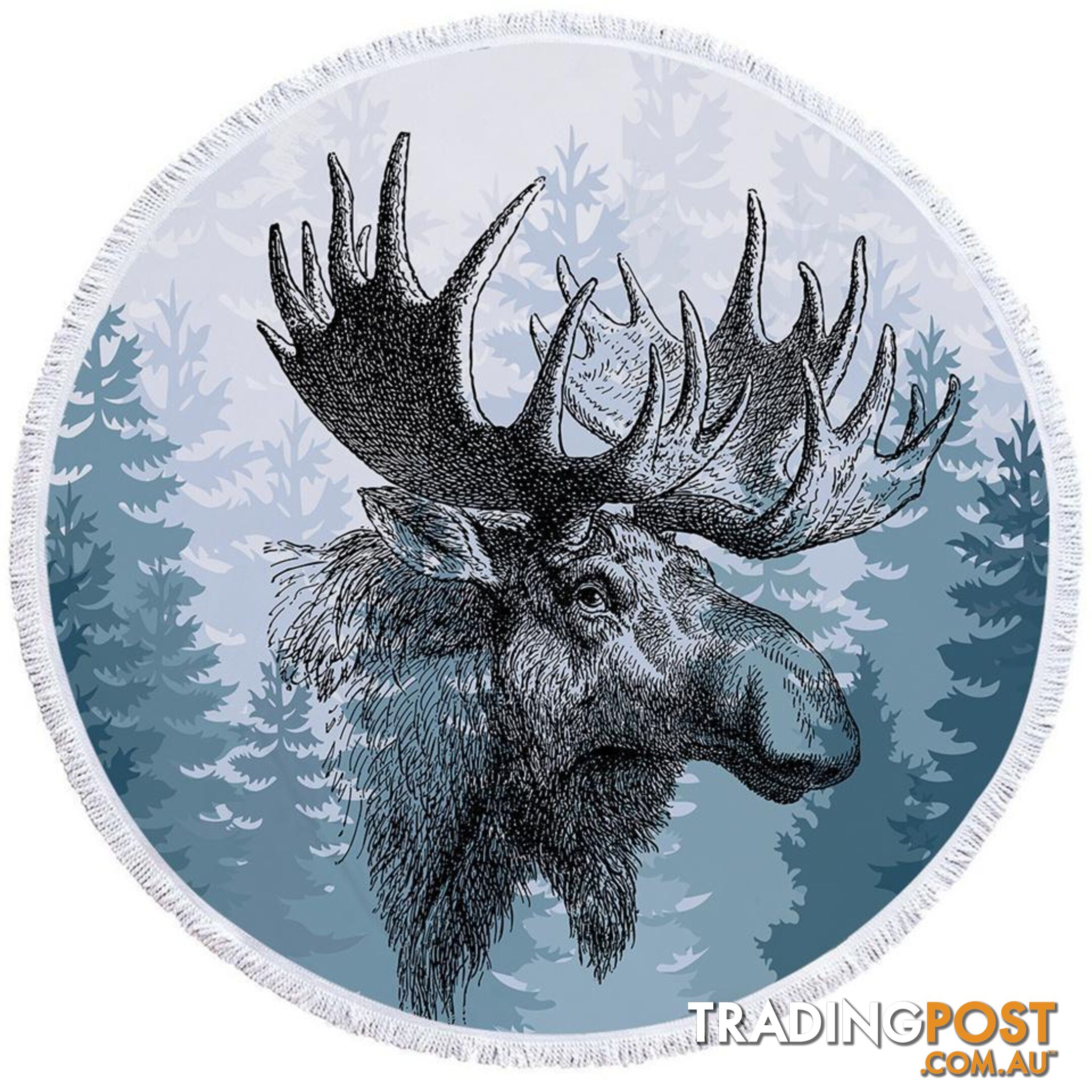 Moose Drawing Beach Towel - Towel - 7427046310710