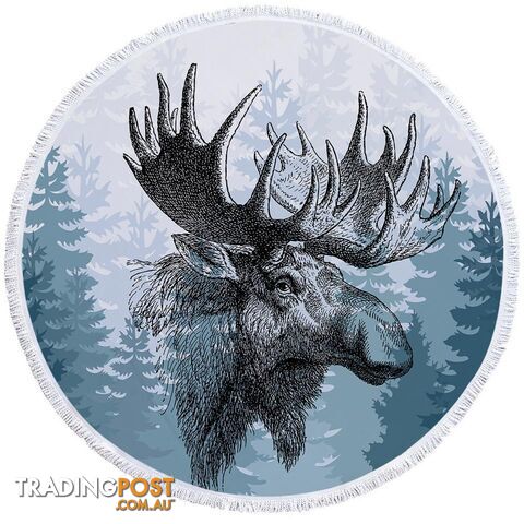 Moose Drawing Beach Towel - Towel - 7427046310710