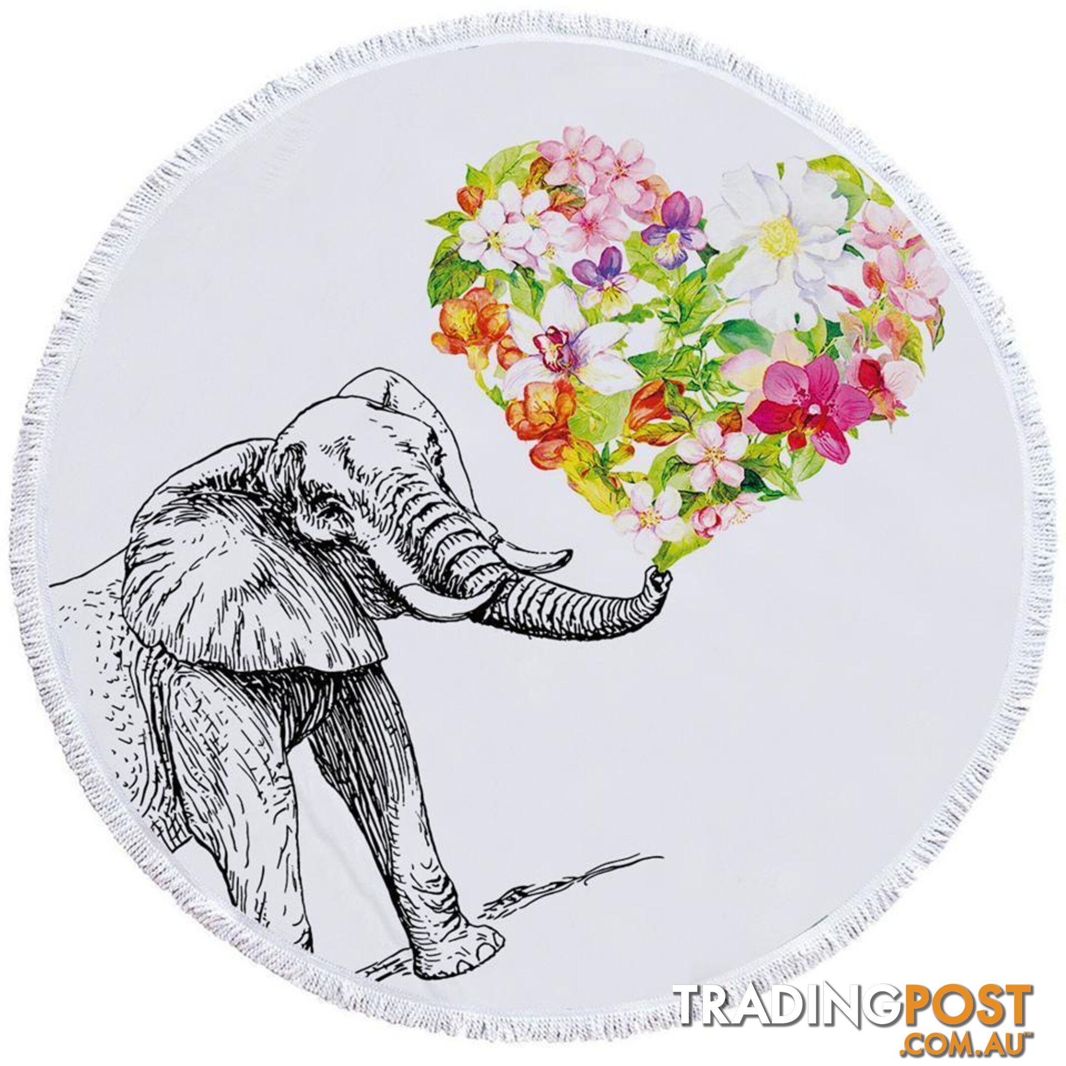 Heart of Flowers and Elephant Beach Towel - Towel - 7427046328746