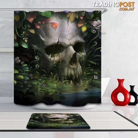 Skull In The Bushes Shower Curtain - Curtain - 7427046036221