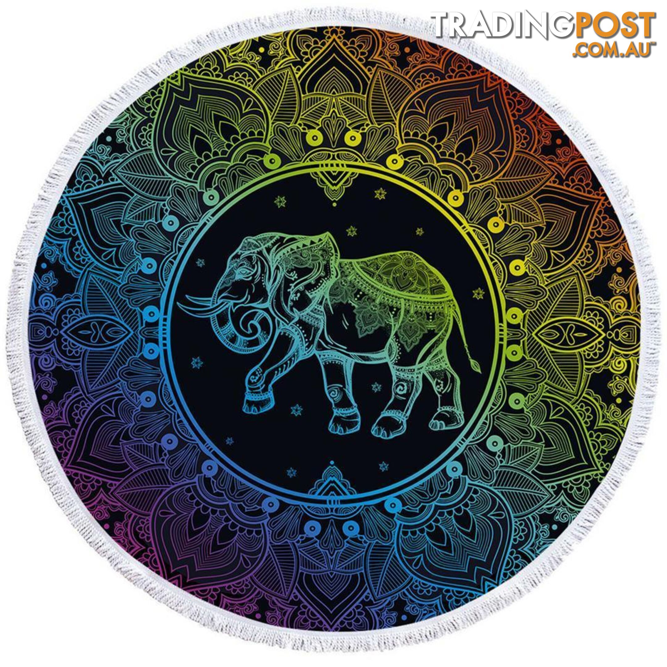 Colorful Indian Elephant Beach Towel - Towel - 7427046318846